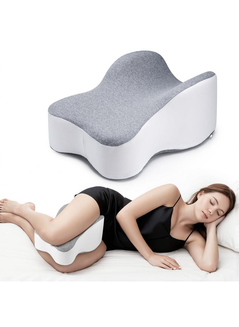 وسادة ركبة طويلة مقاس 14 بوصة للنوم على الجانب، توفر دعمًا كاملاً للفخذين والركبتين للحفاظ على المسافة المناسبة بينهما - وسادة ساقين للنوم على الجانب بين الساقين لتصحيح محاذاة العمود الفقري - كبيرة، لون رمادي. - Image 1